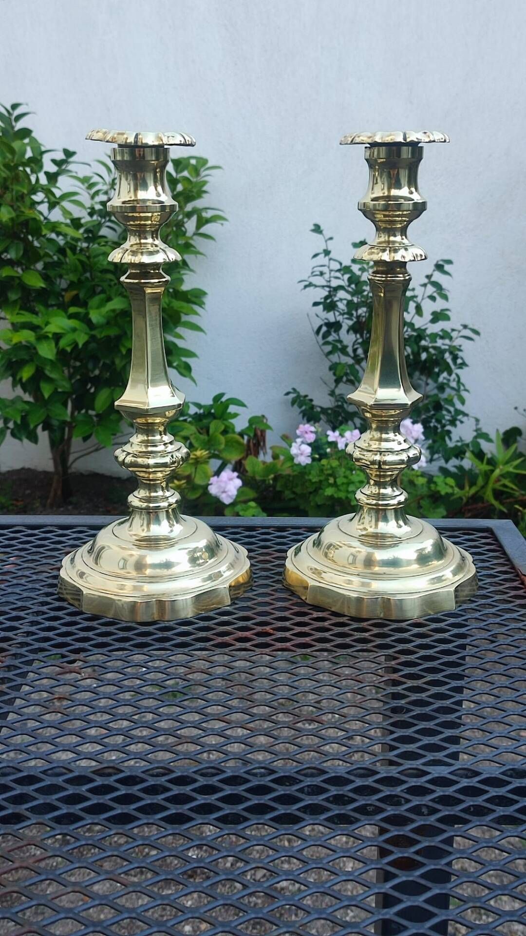 Magnificent pair of golden candlesticks