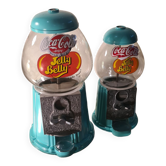 Duo of distributor Jelly Belly, aluminum and glass, turquoise 28x15 and 23x13 good condition