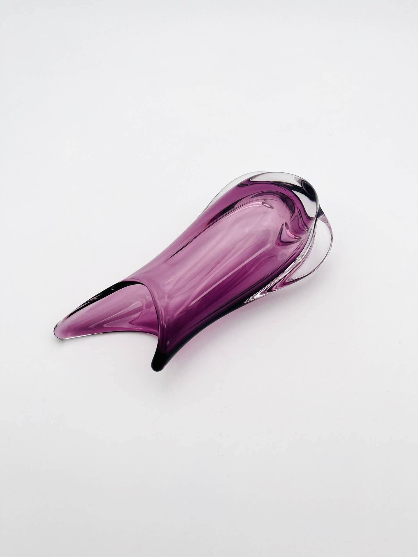 Murano Sommerso Vase Sculptural Organic Amethyst