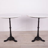 Art nouveu cast iron and marble pedestal table