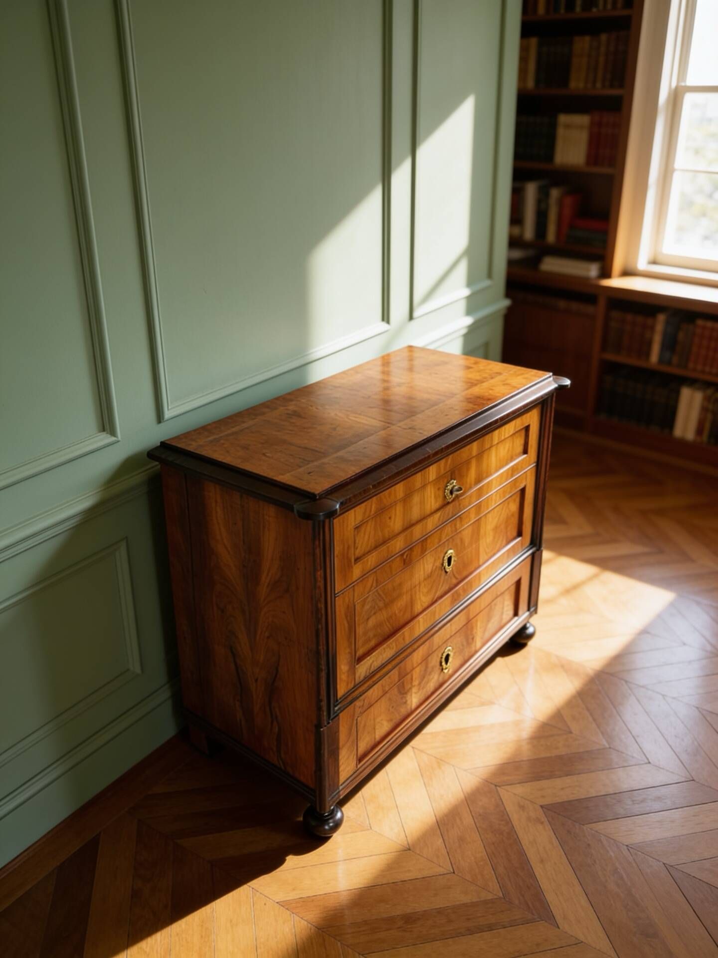 Small Antique walnut and walnut veneered Chest of Drawers – Neoclassic