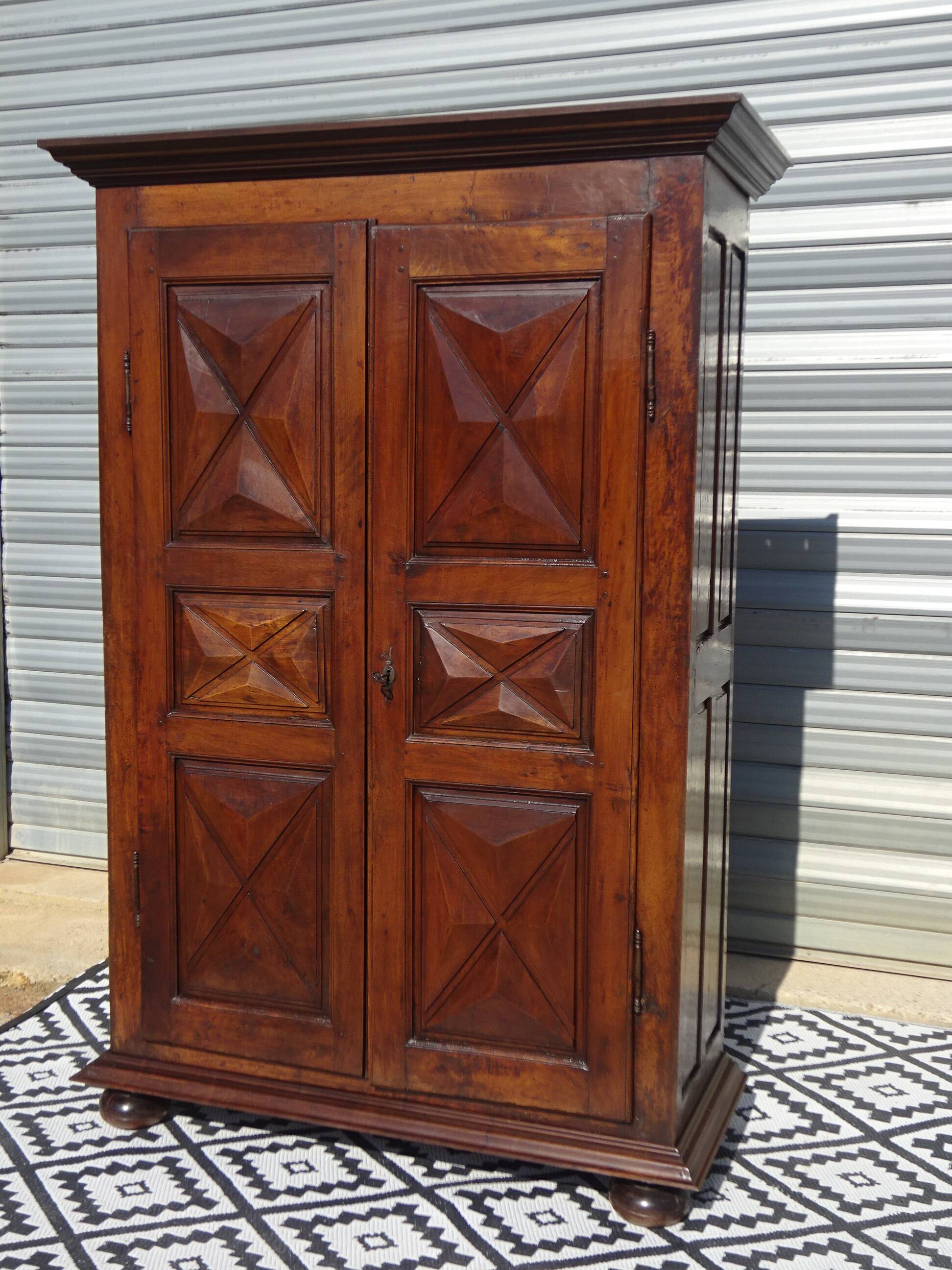 Antique Louis XIII wardrobe, diamond points