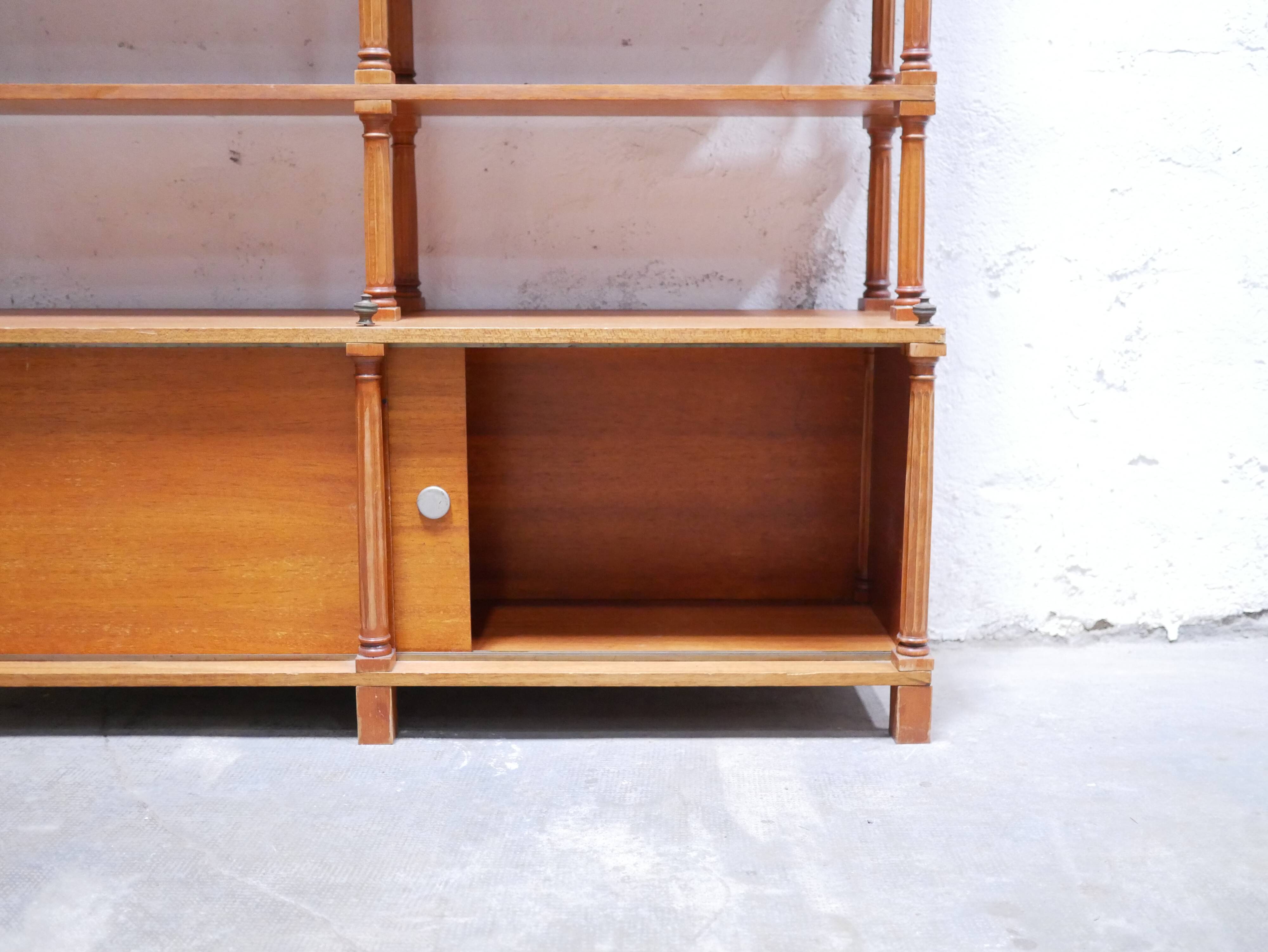 Vintage wooden bookshelf library
