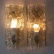 Pair of glass and brass wall lights by Carl Fagerlund for Orrefors.