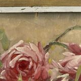 Oil painting on panel of a bouquet of roses signed by Paul Fauvelles 1943.