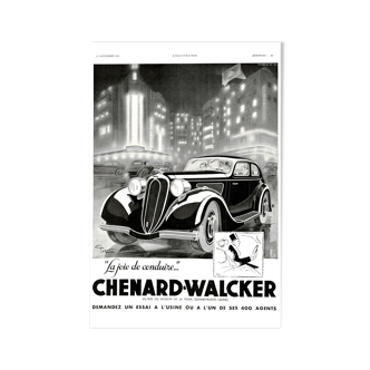 Affiche vintage années 30 Chenard Walker