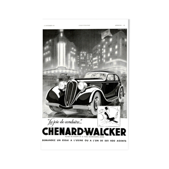 Vintage poster 30s Chenard Walker