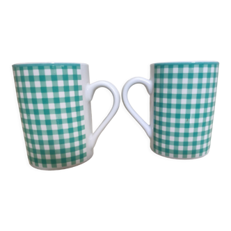 Set of two mugs Vichy pattern