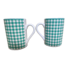 Set of two mugs Vichy pattern