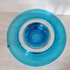 Round blue Murano glass bowl by Venini / signed