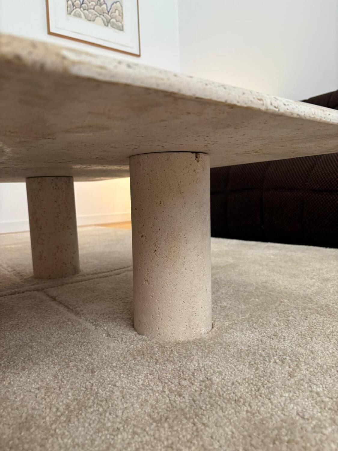 Travertine coffee table, Angelo Mangiarotti, Italy, 1970s