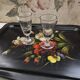 Large antique tray with flowers