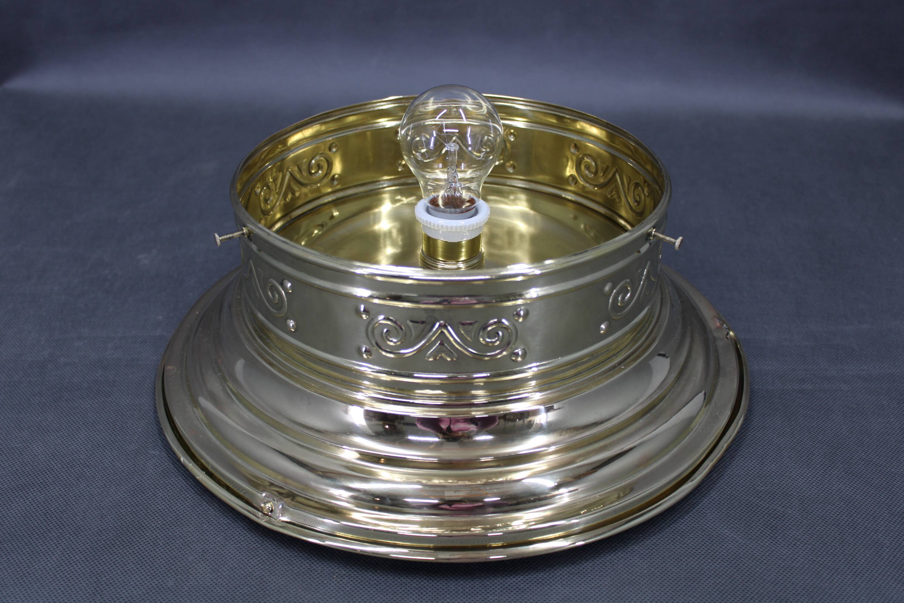 Art Nouveau brass and glass ceiling light, Czechoslovakia, 1930s