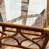 Bamboo rattan glass mid century coffee table