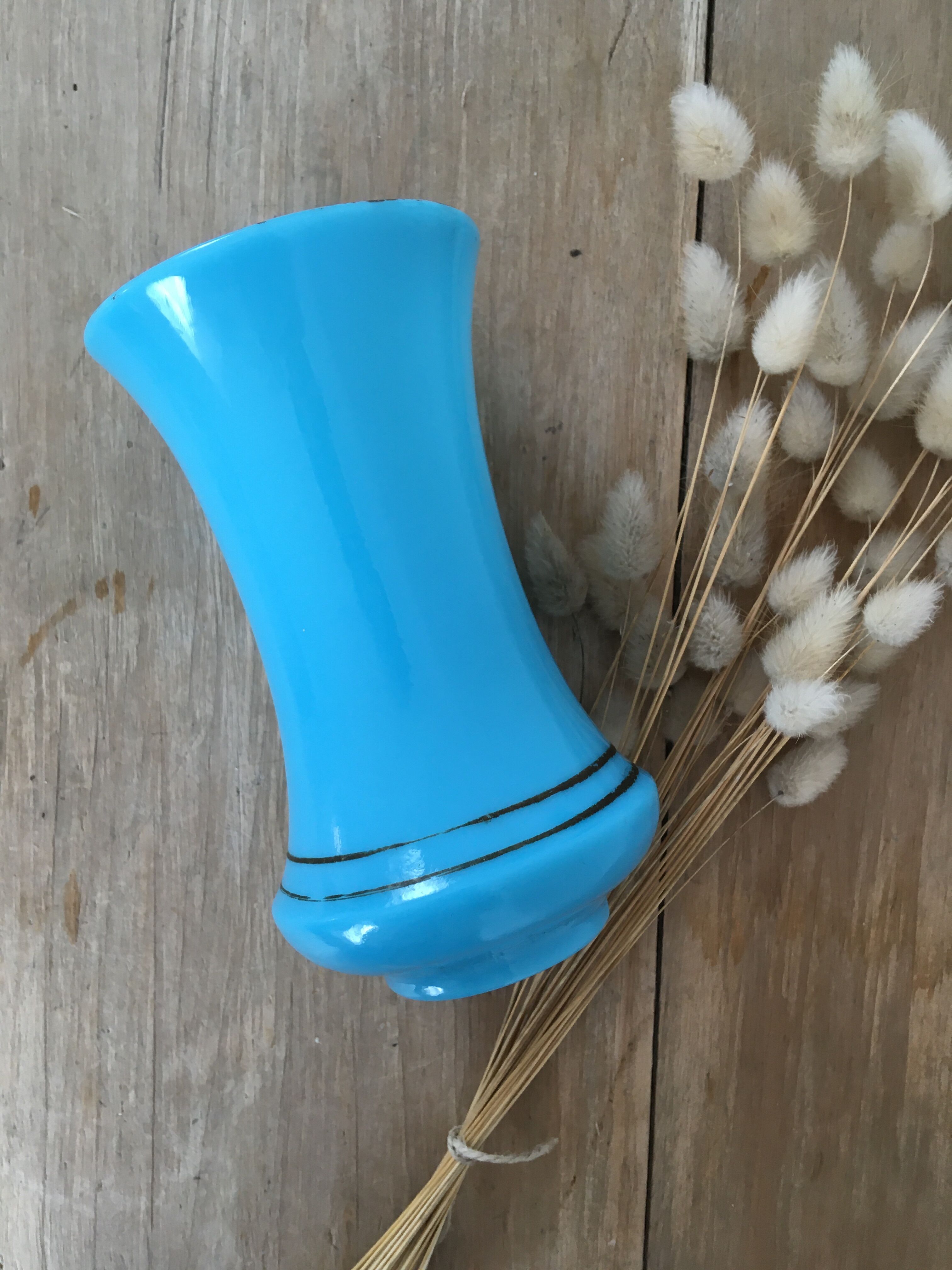 Pair of turquoise blue opaline vases