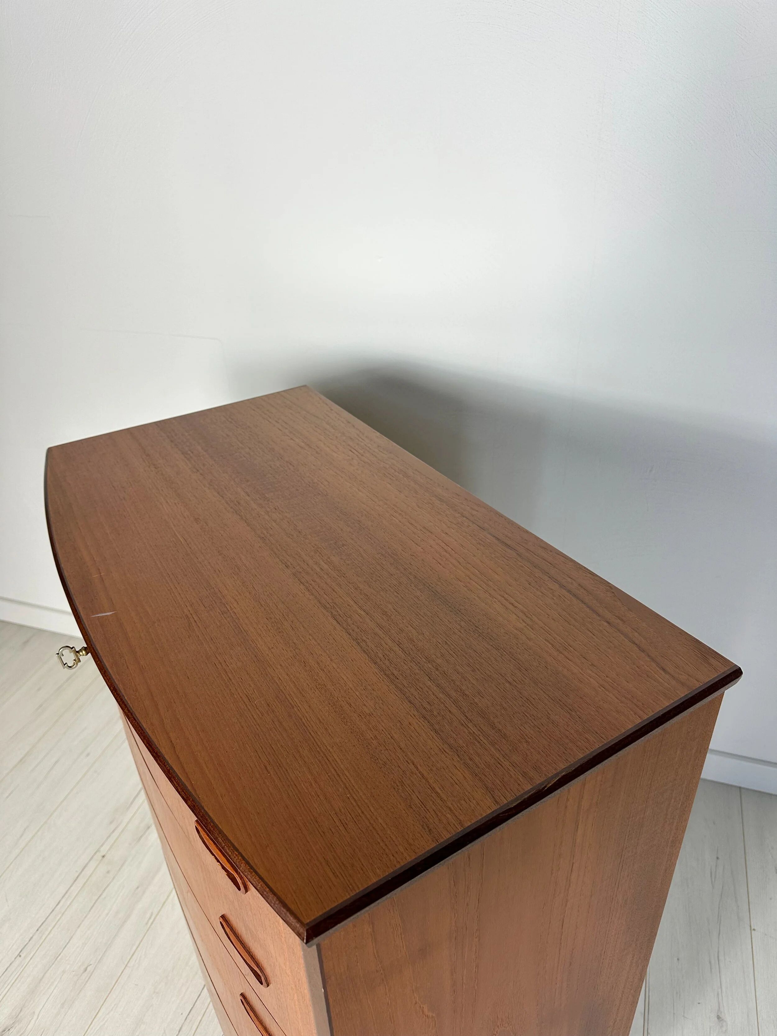 1960s Vintage Danish Bow-Front Teak Chest of Drawers