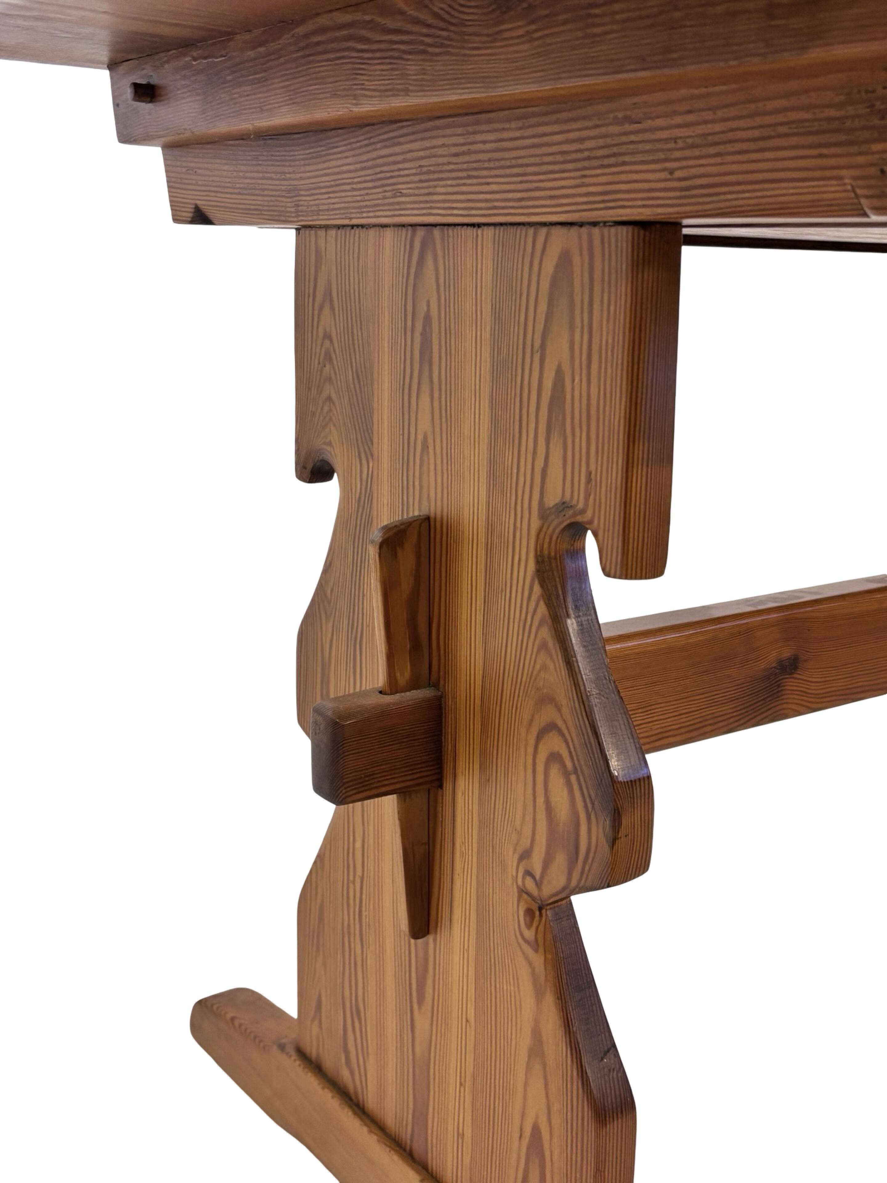 Vintage Pinewood Dining Table Desk with Drawer 60s Design