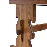 Vintage Pinewood Dining Table Desk with Drawer 60s Design