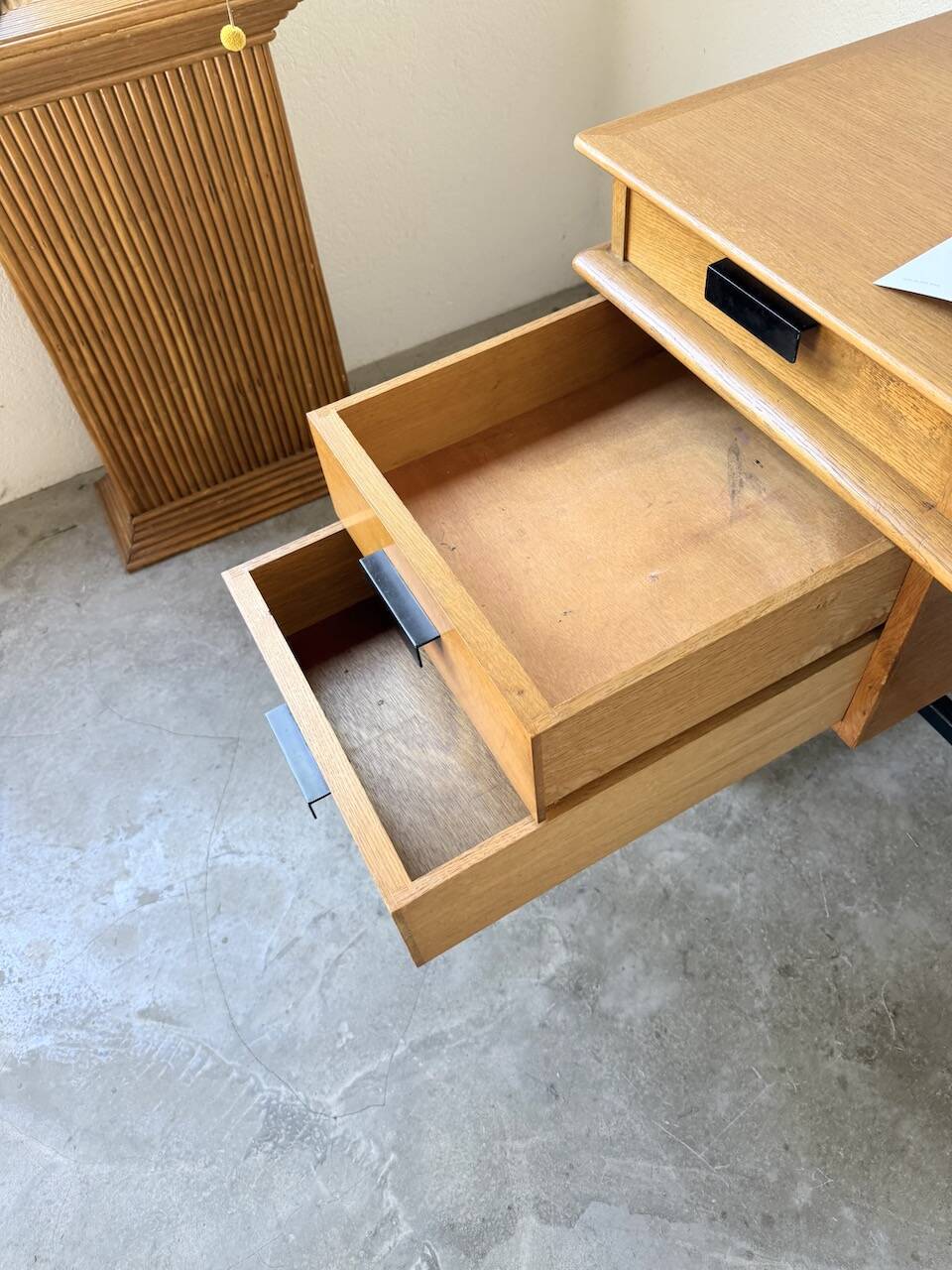 Modernist 50s oak metal desk