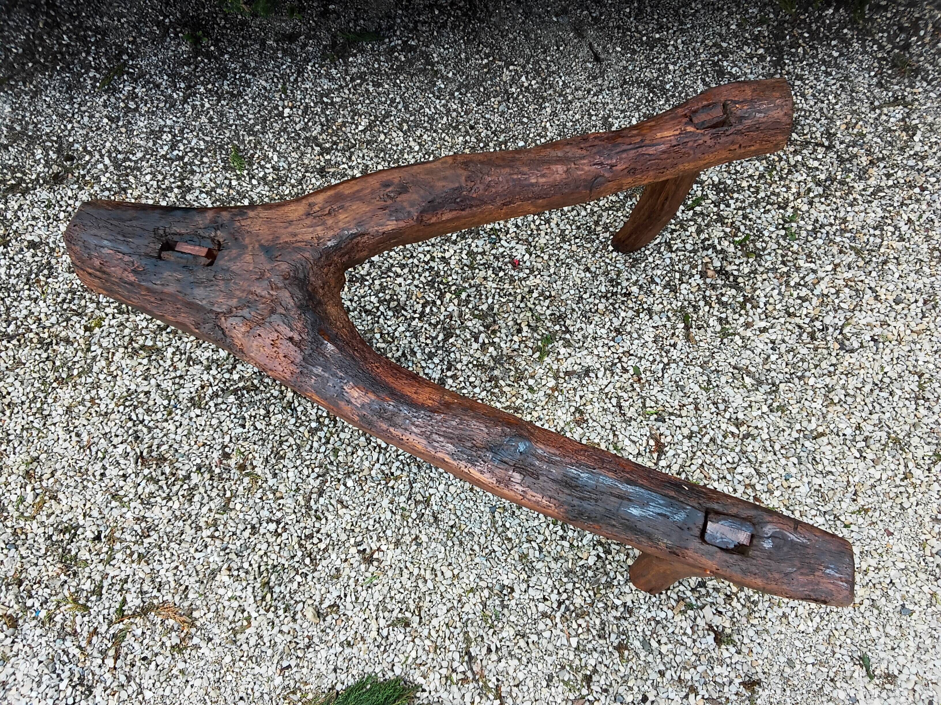 Brutalist wooden bench