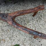 Brutalist wooden bench