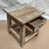 Small teak stool with 1 drawer