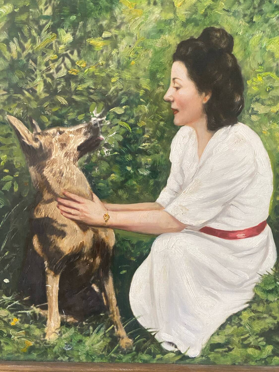 Portrait of a woman and her dog