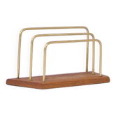 porte lettre vintage en bois 3 supports en laiton