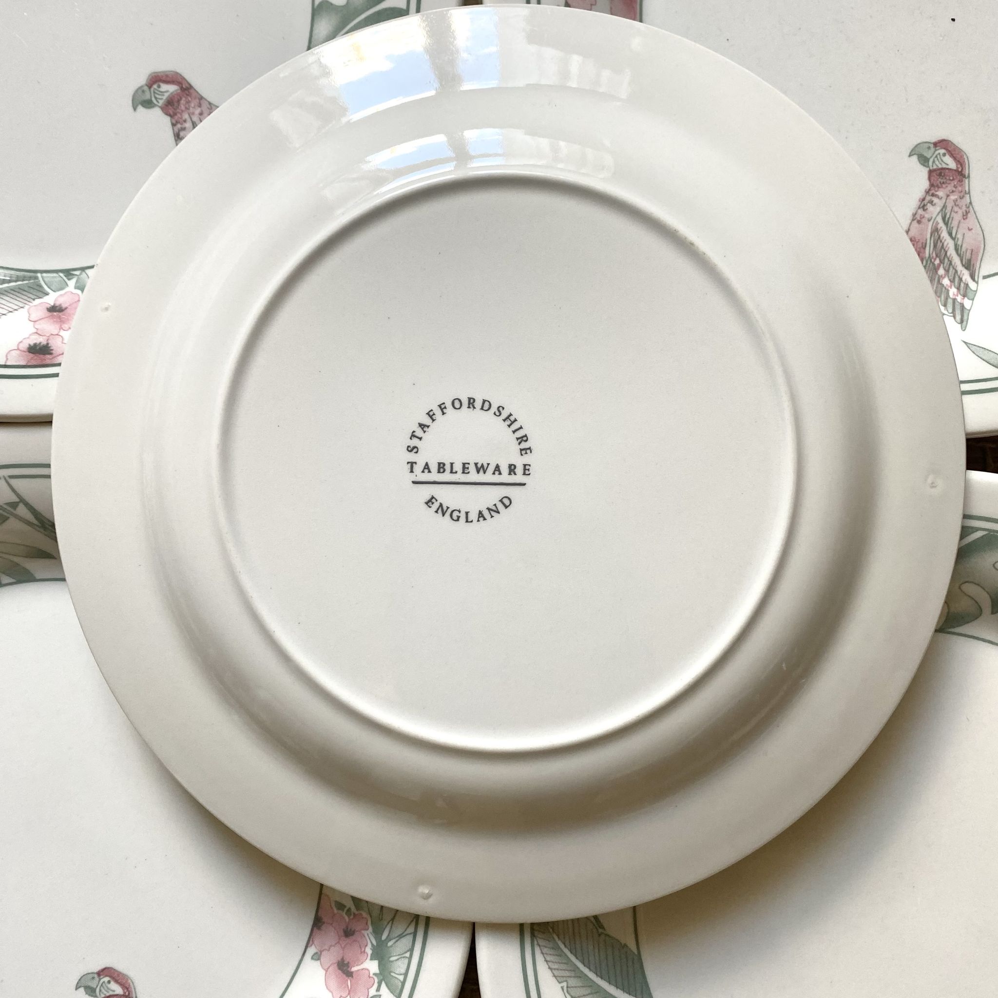 Parrot Tableware Staffordshire England Dessert Plates 1980s