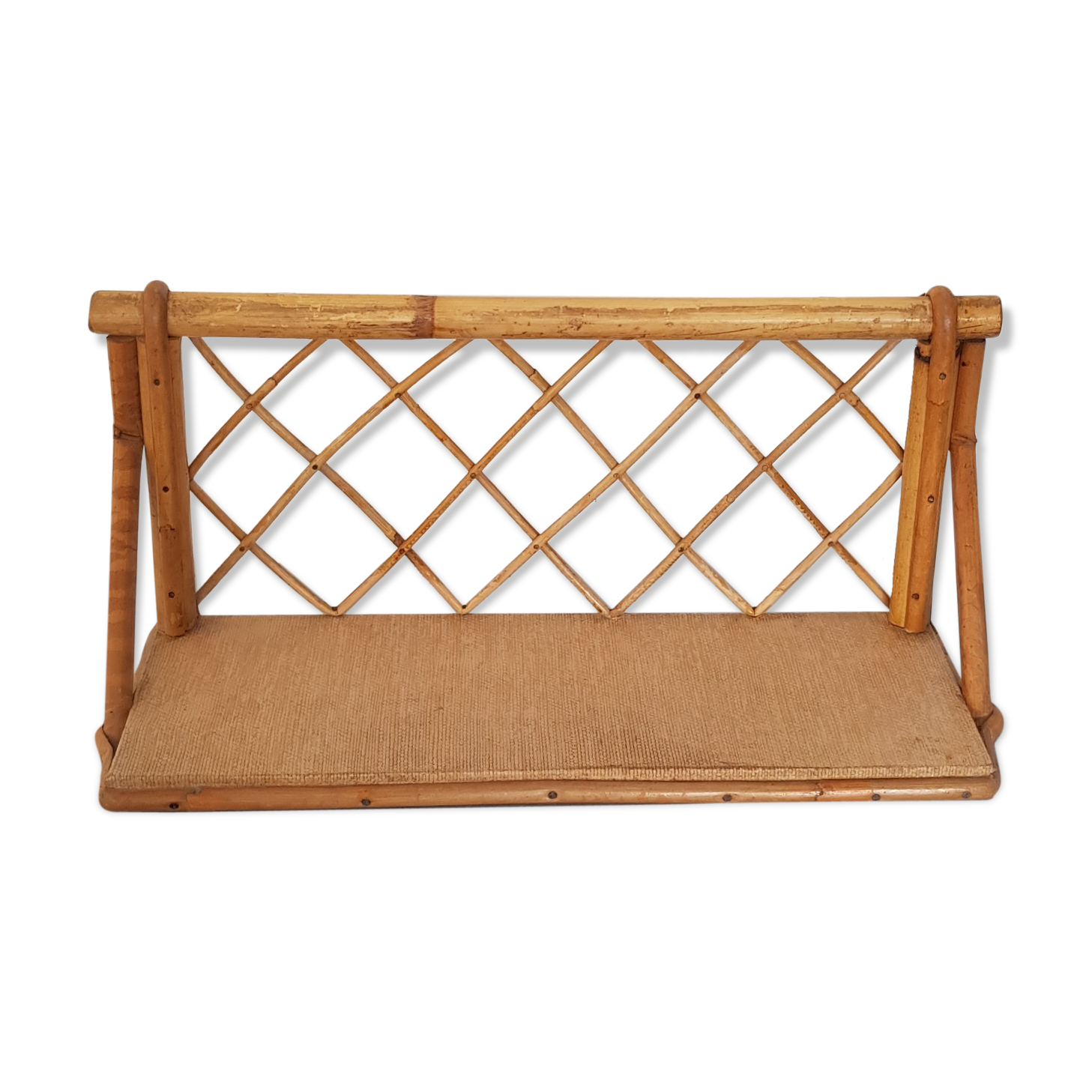 Vintage rattan wall shelf