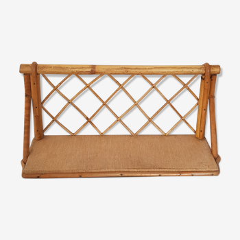 Vintage rattan wall shelf