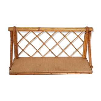 Vintage rattan wall shelf