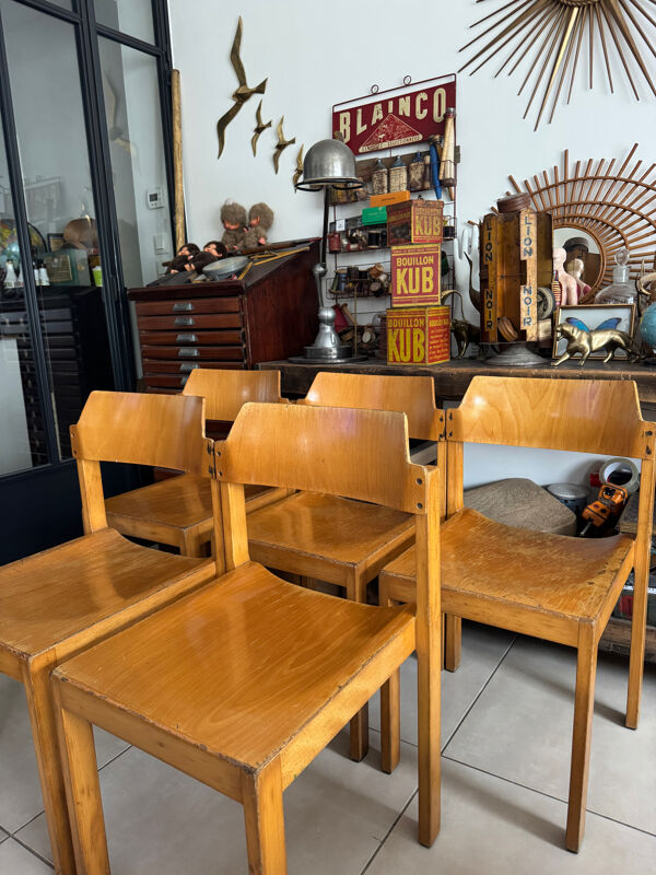 5 chaises empilables vintage — Rainer Schell  Schlapp Möbel 1960s
