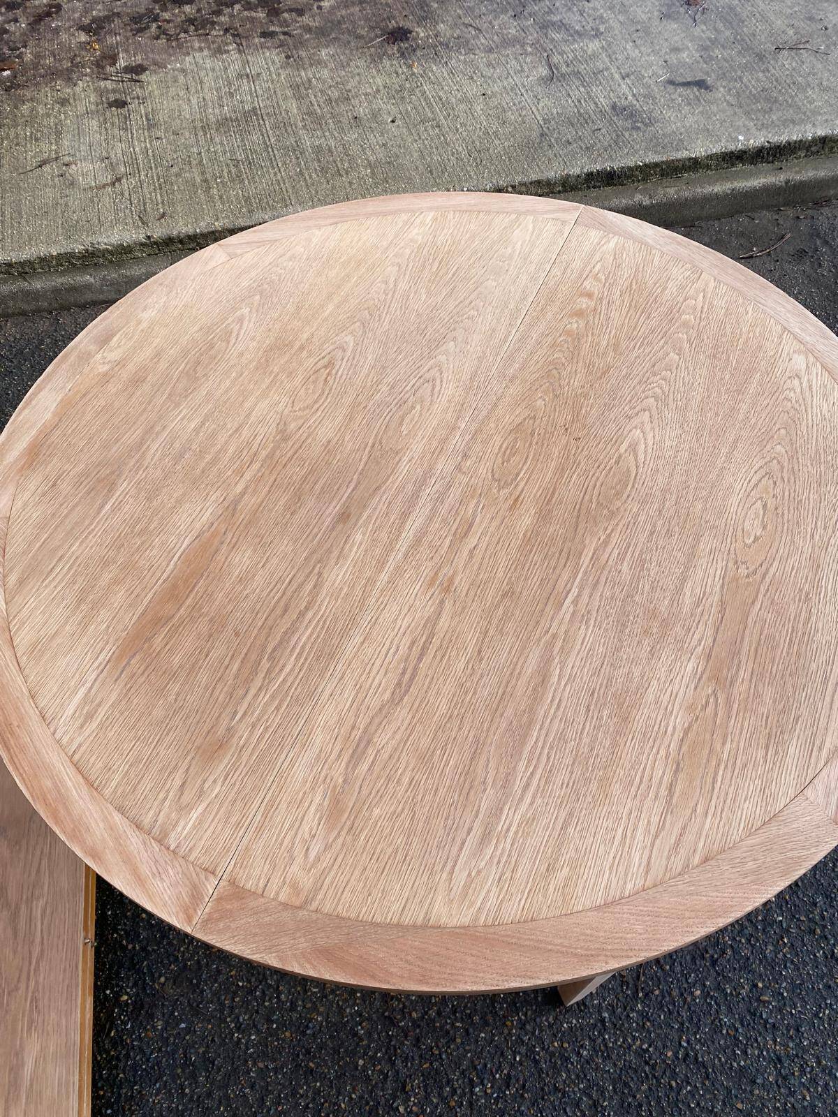 Table à manger scandinave extensible rénovée en chêne 110cm du XXème