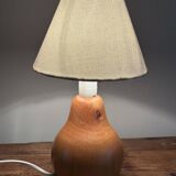 vintage wooden lamp small model with fabric shade 80's design