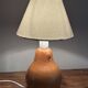 vintage wooden lamp small model with fabric shade 80's design
