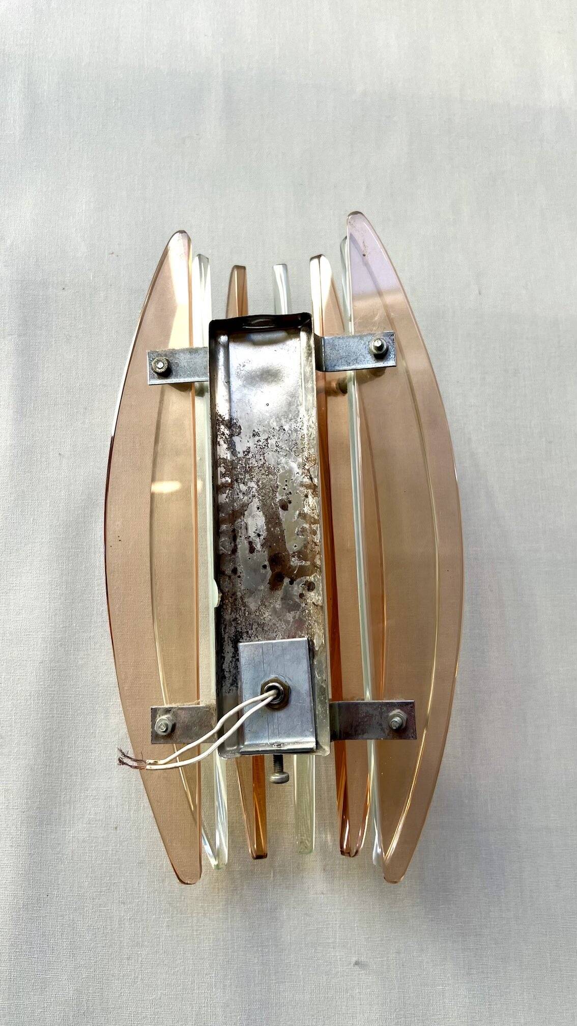 Crystal wall light Veca Italy for Fontana Arte