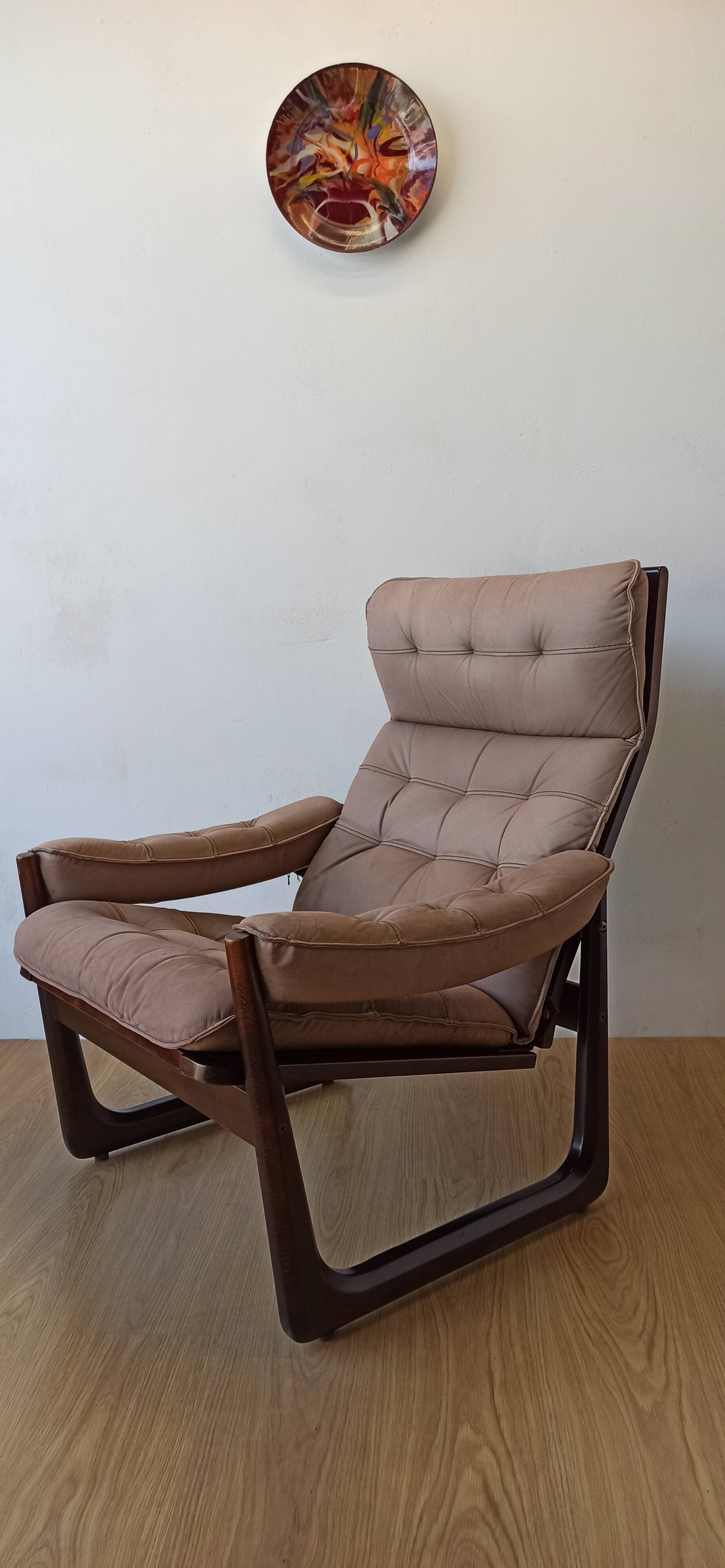 Genega Møbler leather armchair, Denmark, 1960s.