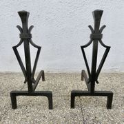 Wrought iron hammered gates in the style of Subes or Poillerat, 1950s.