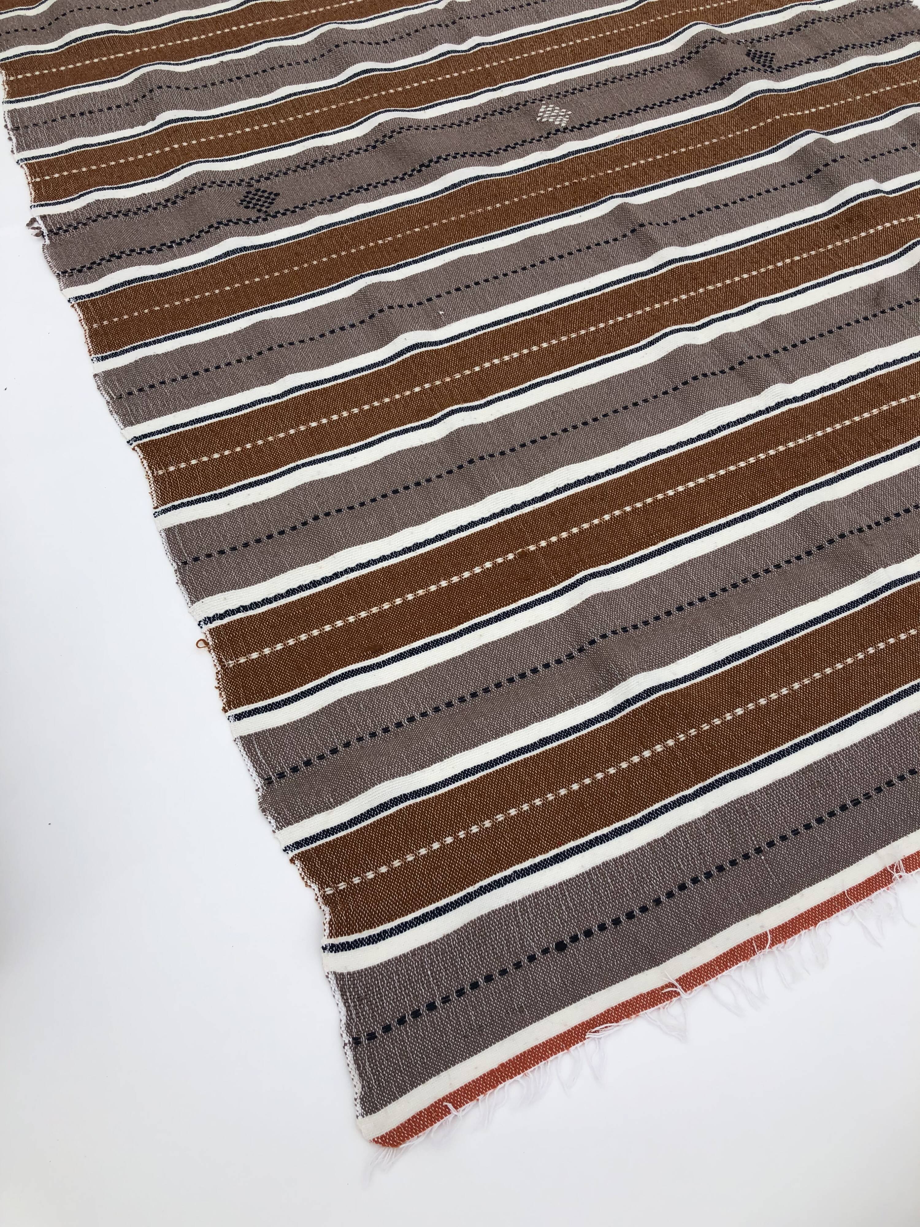 Large Handmade (#1) Striped Vintage Boho Algerian Berber Rug