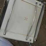 Pair of cantilever armchairs in grey leather made in italy