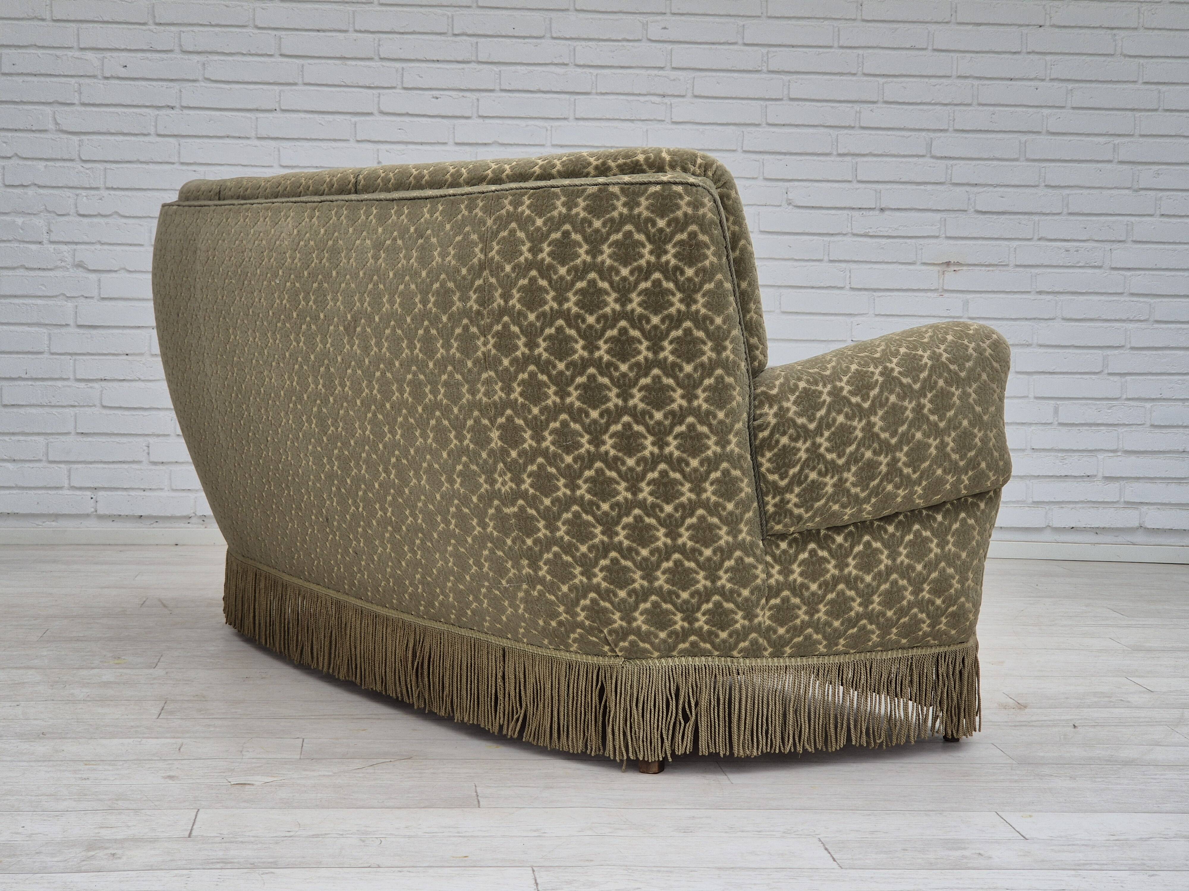 1960s, Danish "Banan" 3 seater sofa, original condition, velour.