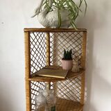 rattan corner shelf from the 60s and 70s