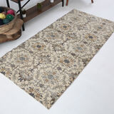Dark gray & beige vintage rug, 206x102 cm