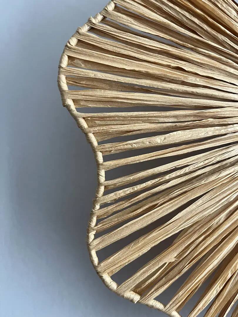 Woven raffia flower applique – 40×9 cm