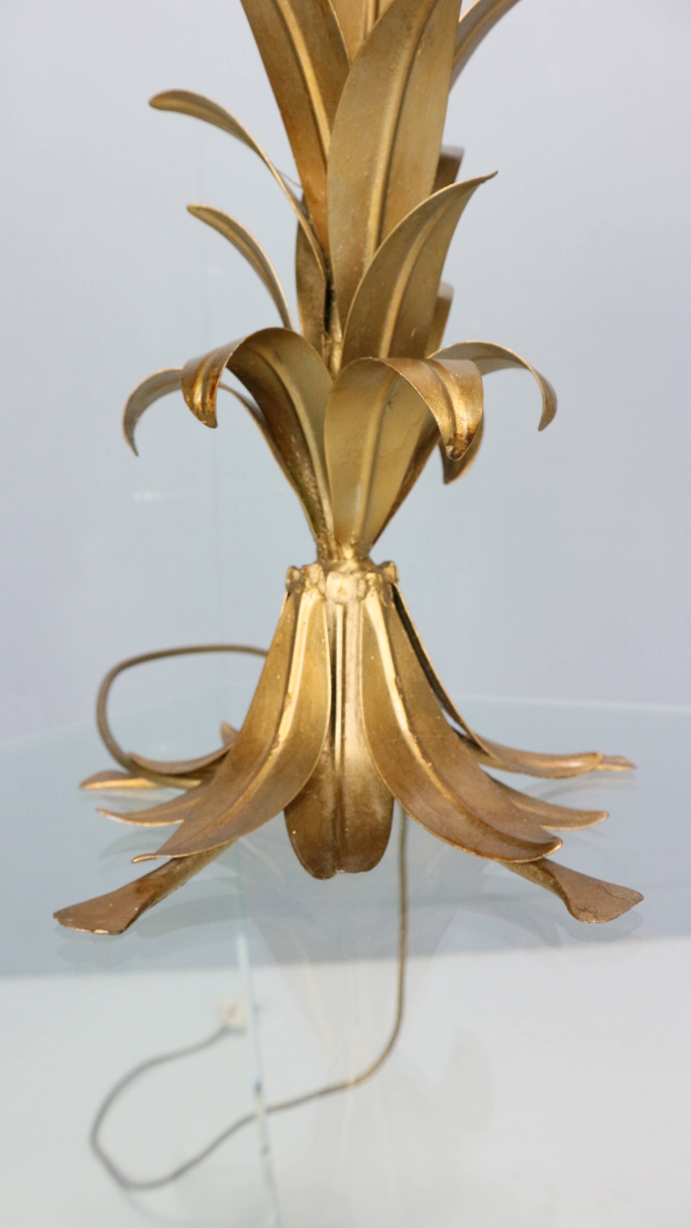 Hollywood regency Hans Kogl palm tree table lamp metal gold gilt 1970