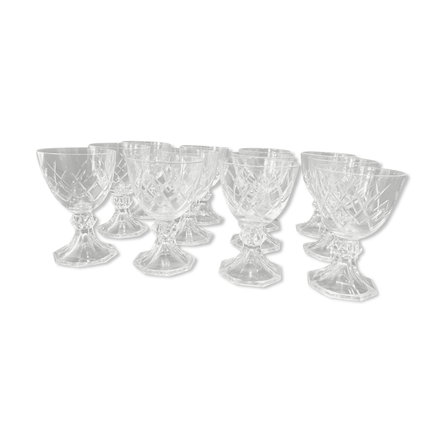 12 crystal glasses Val Saint Lambert model Yale