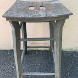 Tabouret de ferme haut en bois ancien