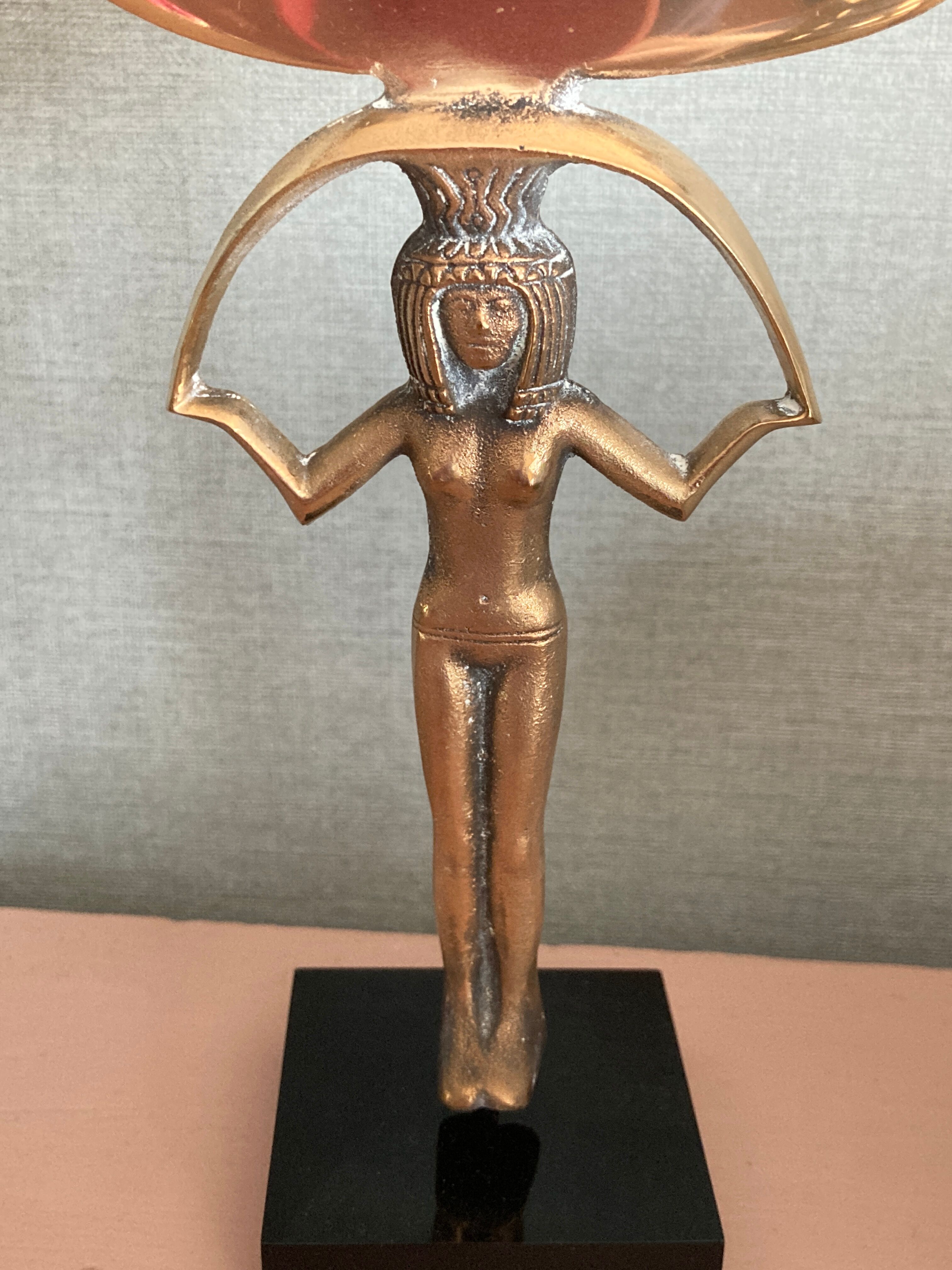 Miroir égyptien en bronze  14x27cm