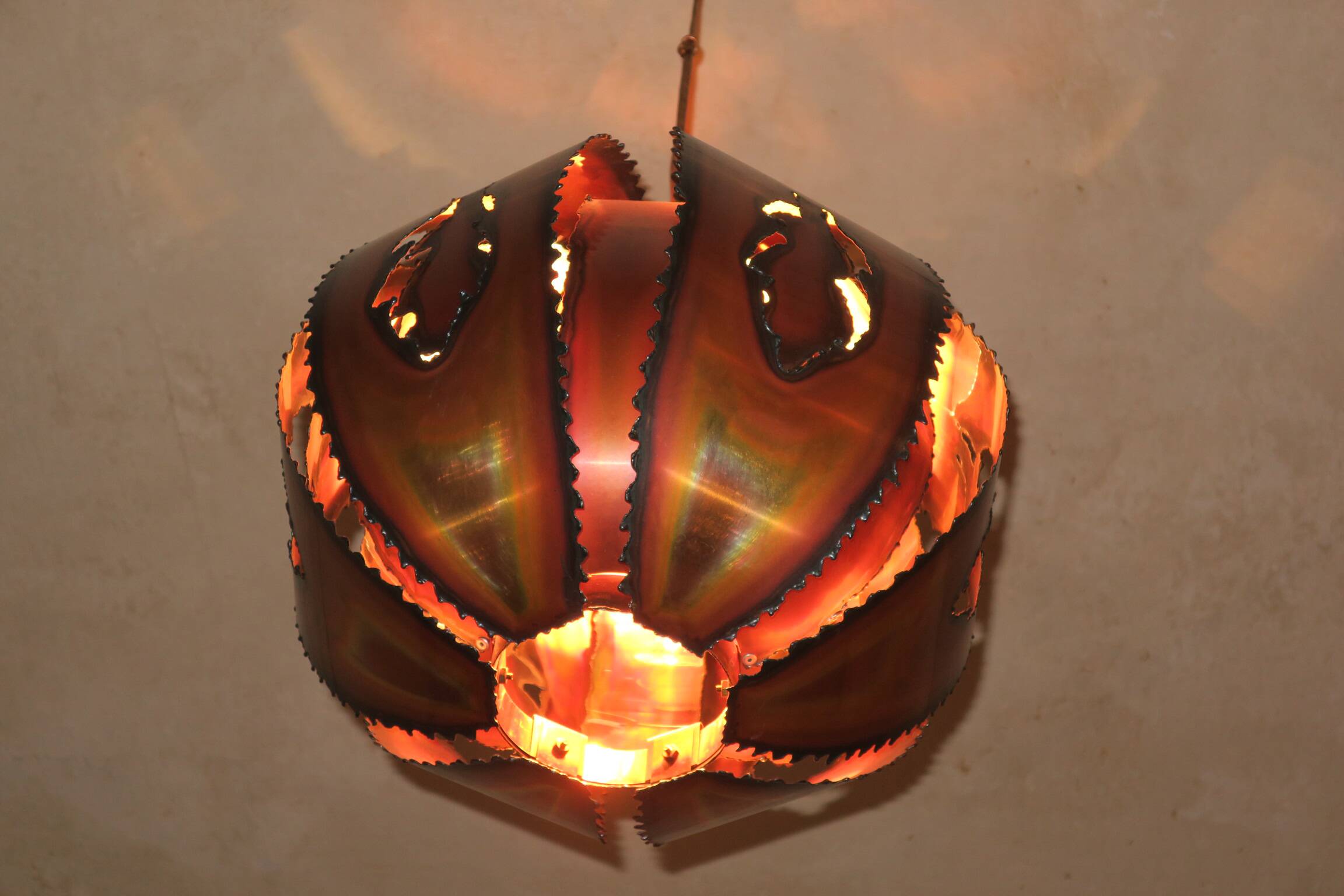 Brutalist pendant light, Denmark 1970s